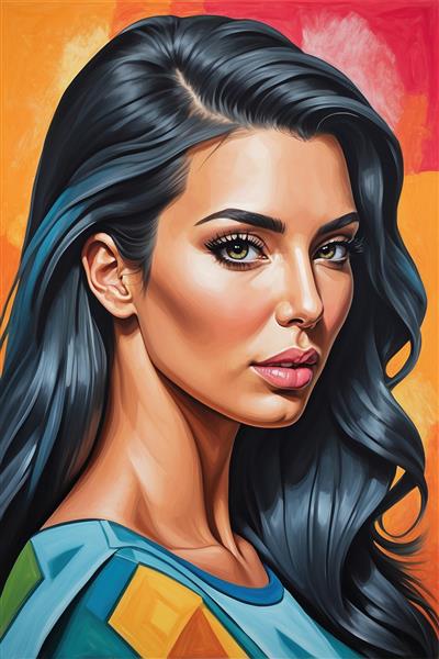 عکس کیم کارداشیان فانتزی با موهای مشکی بلند