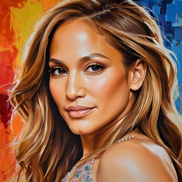 عکس چهره جنیفر لوپز نقاشی شده باکیفیت بالا