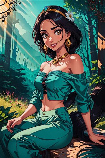 عکس شاهزاده یاسمین فانتزی در جنگل سرسبز آفتابی