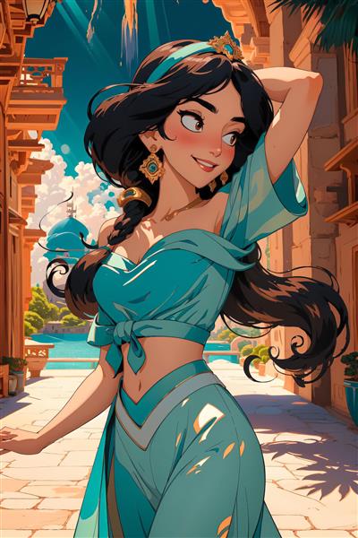 طرح شاهزاده یاسمین کارتونی در کوچه شهر قدیمی