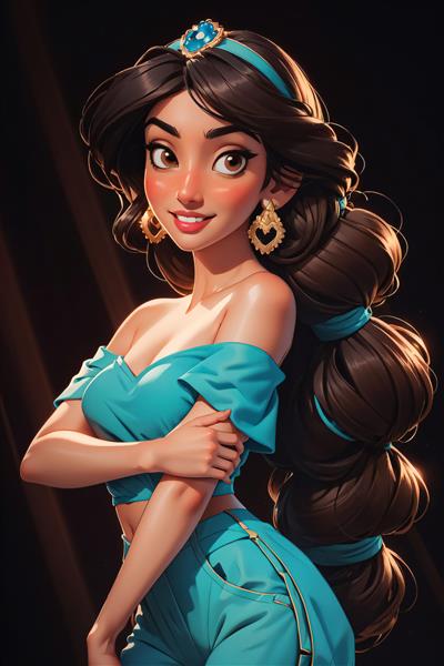 طرح باکیفیت پرنسس جاسمین با جواهرات طلایی درخشان