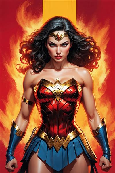 عکس واندر وومن فانتزی با نورپردازی گرم و درخشان