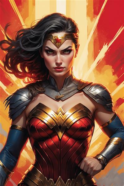 طرح واندر وومن فانتزی با زره فلزی و جزئیات