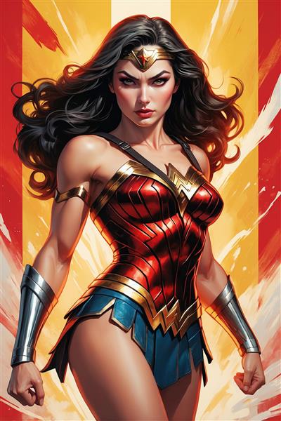 عکس واندر وومن فانتزی با لباس کلاسیک و زره درخشان