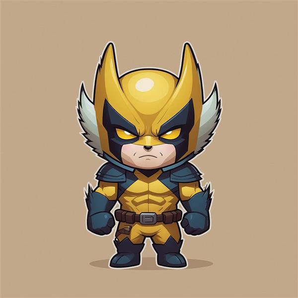 عکس استیکر وولورین کارتونی با پس‌زمینه کرم