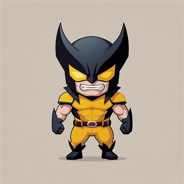 طرح وولورین کارتونی عضلانی با لباس زرد و سیاه