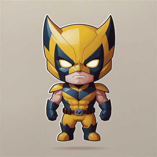 طرح کاراکتر وولورین کارتونی با چشمان درخشان