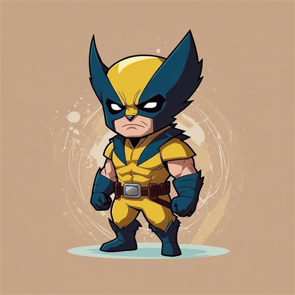 تصویر فانتزی وولورین ایستاده با هاله نوری در پس‌زمینه