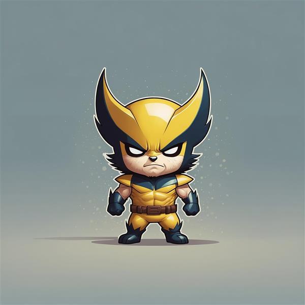 تصویر ولورین کارتونی عصبانی با استایل مینیمال