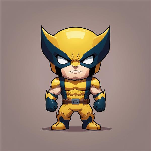 طرح ولورین کارتونی با لباس زرد و آبی