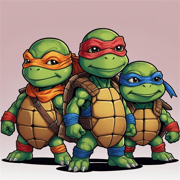 طرح کارتونی لاک‌پشت‌های نینجا با جزئیات بالا