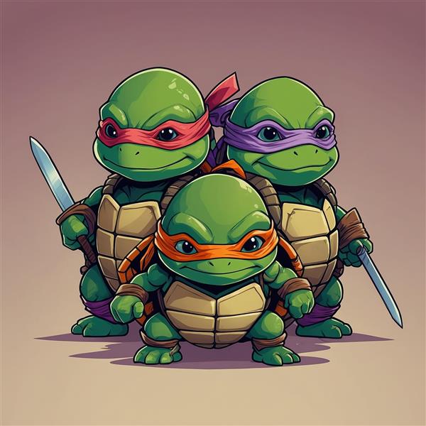 طرح لاک‌پشت‌های نینجا جنگجو با شمشیر سامورایی