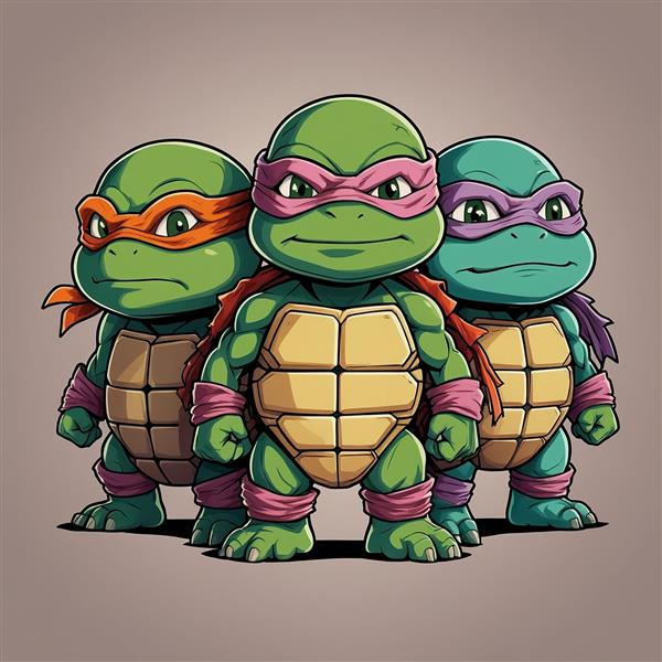 تصویر گروهی لاک‌پشت‌های نینجا مبارز باکیفیت