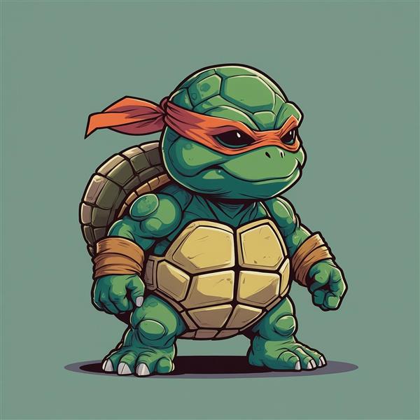 طرح لاک‌پشت نینجا میکل‌آنژ با چشم‌بند نارنجی