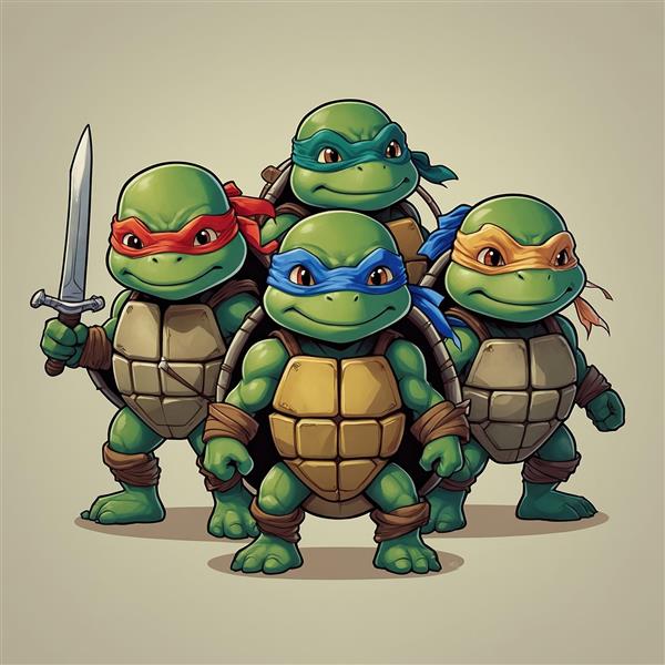 طرح تیمی لاک‌پشت‌های نینجا نبردجو با شمشیر