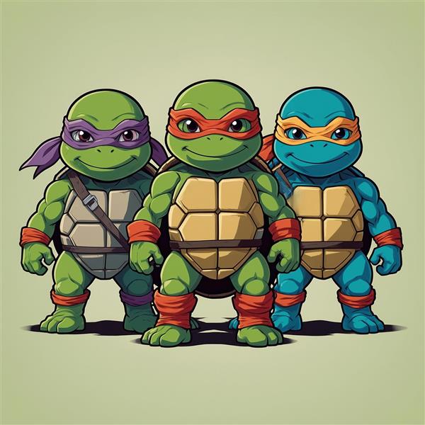 عکس لاک‌پشت‌های نینجا کارتونی با پس‌زمینه روشن