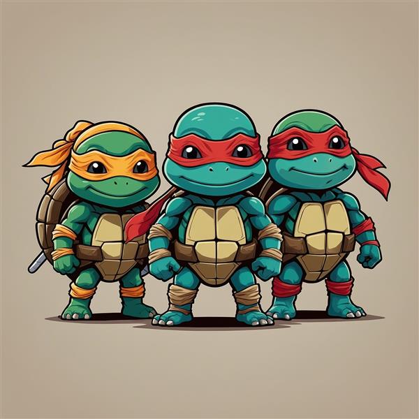 تصویر لاک‌پشت‌های نینجا فانتزی بامزه با جزئیات دقیق