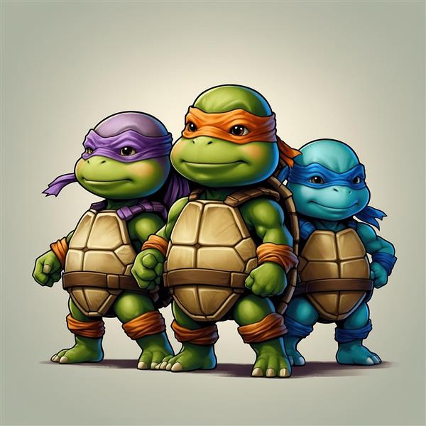 طرح لاک‌پشت‌های نینجا فانتزی با کیفیت بالا و رنگی