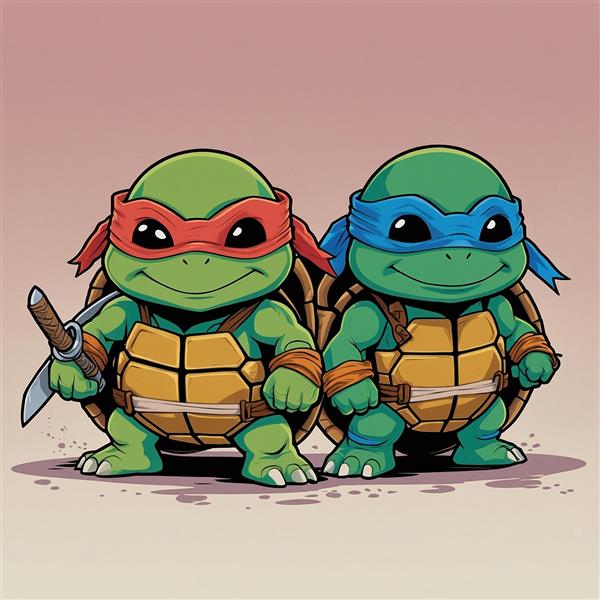 تصویر دوتایی رافائل و لئوناردو نینجا کارتونی