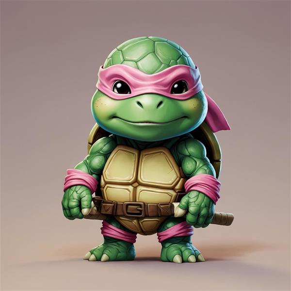 طرح لاک‌پشت نینجا دوناتلو فانتزی با رنگ صورتی