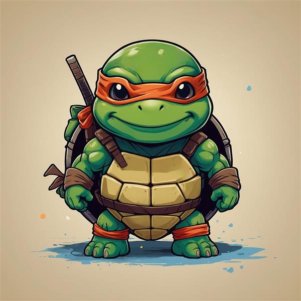 عکس لاک‌پشت نینجا مایکل آنجلو با شمشیر پشت کمر