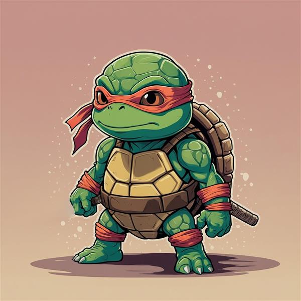 طرح فانتزی لاک‌پشت نینجا رافائل با جثه کوچک