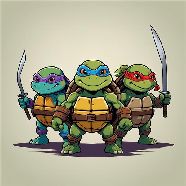 عکس تیمی لاک‌پشت‌های نینجا با سلاح‌های رزمی