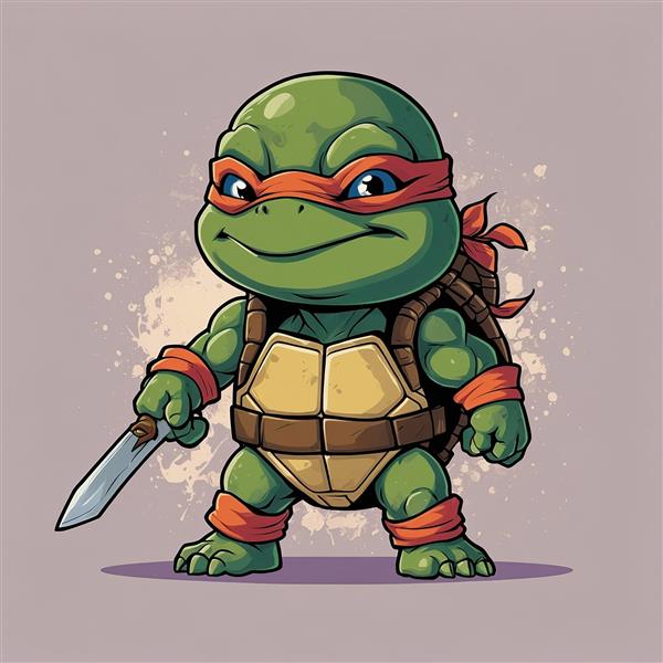 طرح فانتزی لاک‌پشت نینجا رافائل با چاقوی رزمی