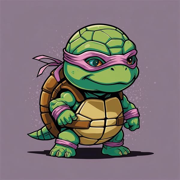 عکس لاک‌پشت نینجا دوناتلو فانتزی با پس‌زمینه بنفش