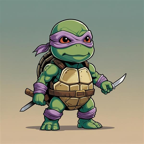 عکس لاک‌پشت نینجا فانتزی مسلح با شمشیر سامورایی