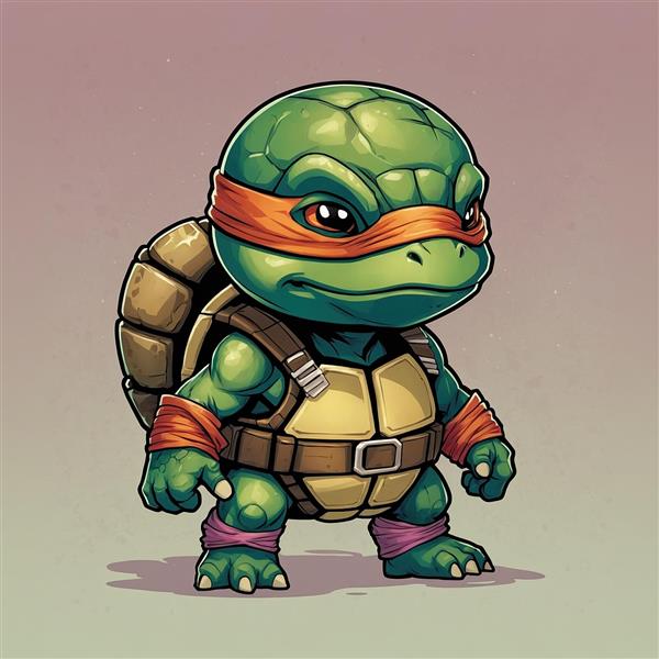 طرح لاک‌پشت نینجا کارتونی با سربند نارنجی باکیفیت