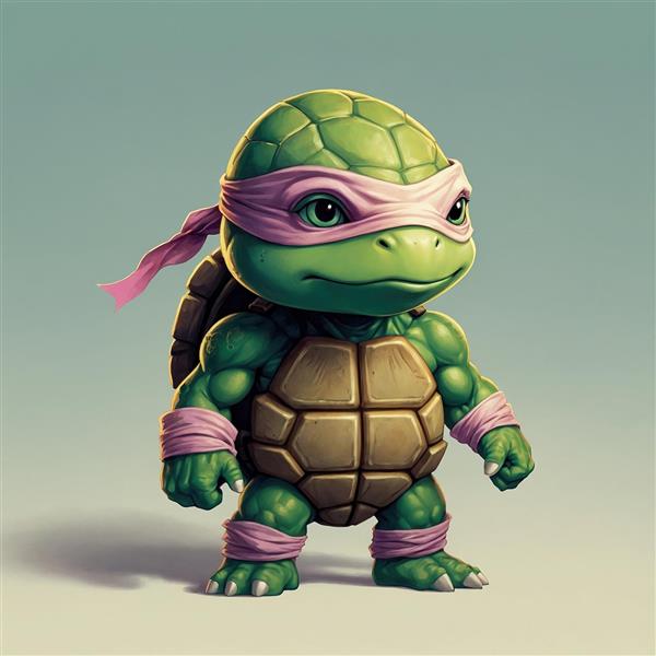 عکس لاک‌پشت نینجا فانتزی کوچک با رنگ سبز