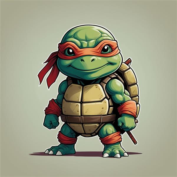 تصویر لاک‌پشت نینجا کارتونی با سربند قرمز باکیفیت