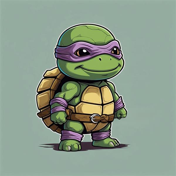 طرح لاک‌پشت نینجا فانتزی با چشم‌بند بنفش باکیفیت