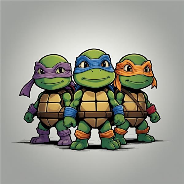 عکس لاک پشت های نینجا کارتونی با باندهای رنگی