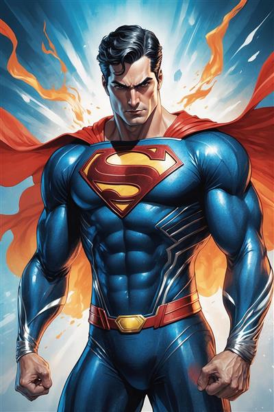 طرح کاراکتر سوپرمن با جزئیات بالا و استایل مدرن