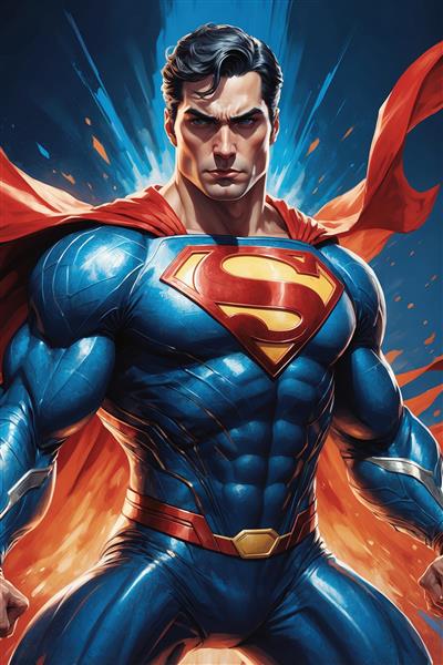 عکس سوپرمن فانتزی با شنل در اهتزاز و نور