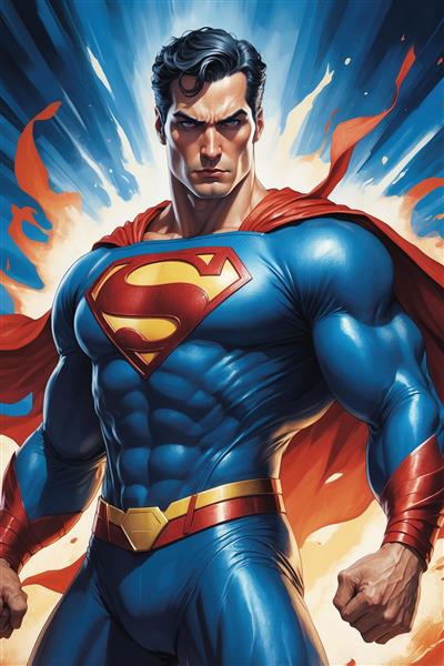 طرح سوپرمن کارتونی باکیفیت در میان شعله‌های نارنجی