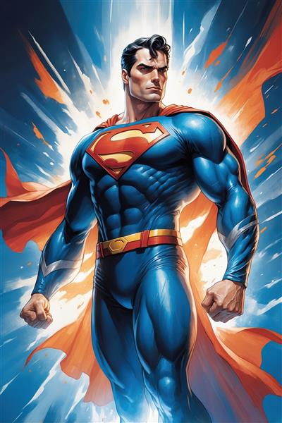 طرح سوپرمن فانتزی با شنل قرمز و فیگور قدرتمند