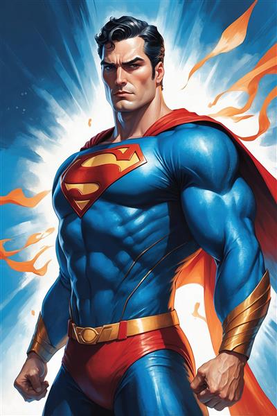 عکس سوپرمن عضلانی با جزئیات دقیق لباس و کیفیت