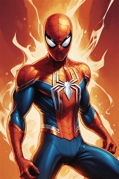 طرح گرافیکی اسپایدرمن فانتزی با جزئیات بالا و رنگ درخشان