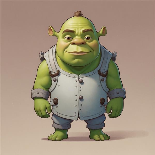 تصویر شرک فانتزی با لباس جلیقه‌ای و ظاهر جدی