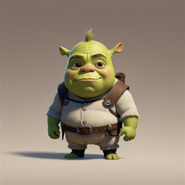 عکس شرک فانتزی با کوله‌پشتی قهوه‌ای در پس‌زمینه ساده