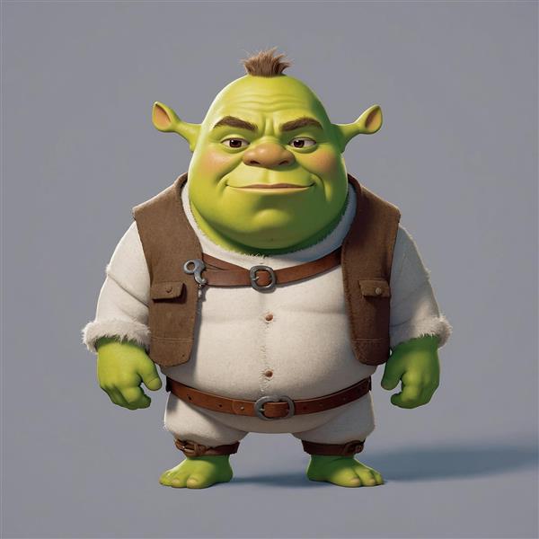 تصویر شرک فانتزی با موهای کوتاه و جلیقه قهوه‌ای