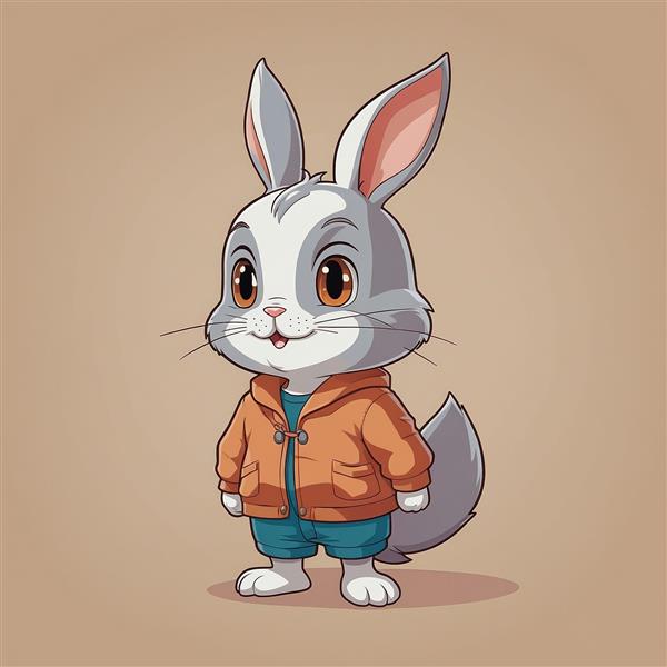 عکس خرگوش طوسی فانتزی با هودی نارنجی و باکیفیت