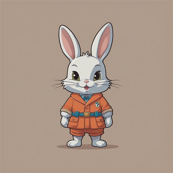تصویر خرگوش فانتزی با لباس نارنجی و جزئیات بالا