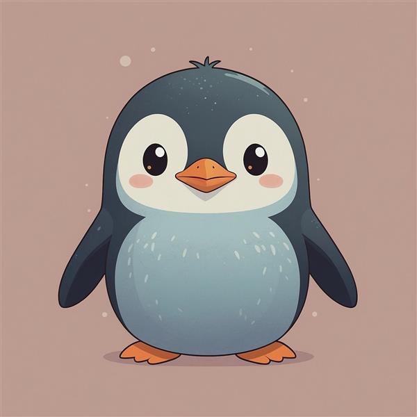 طرح پنگوئن کارتونی باکیفیت با رنگ‌بندی خاکستری و آبی تیره