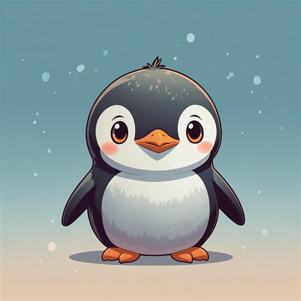 تصویر پنگوئن مینیمال با چشمان براق و طراحی مدرن