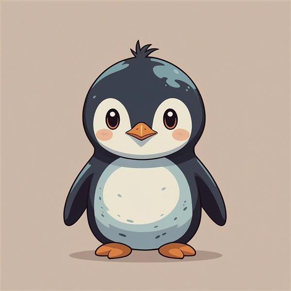 تصویر پنگوئن مینیمال ایستاده با طراحی ساده و مدرن