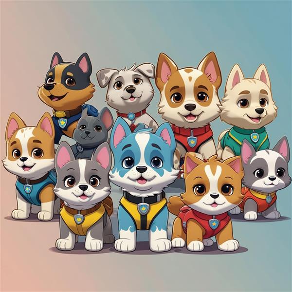 عکس دسته‌جمعی سگ‌های نگهبان با تم رنگی پاستلی